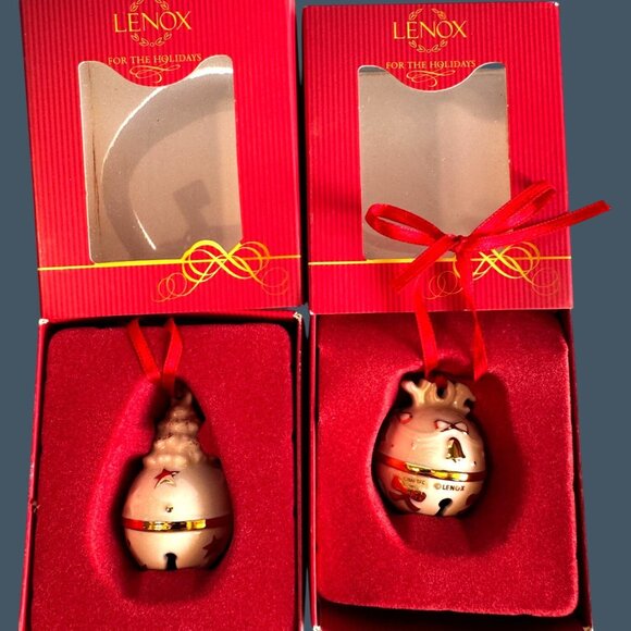 Lenox Just Jingles Joy Bell & Tree Bell Ornaments Porcelain Gold Accents 2" NIB - Picture 5 of 5